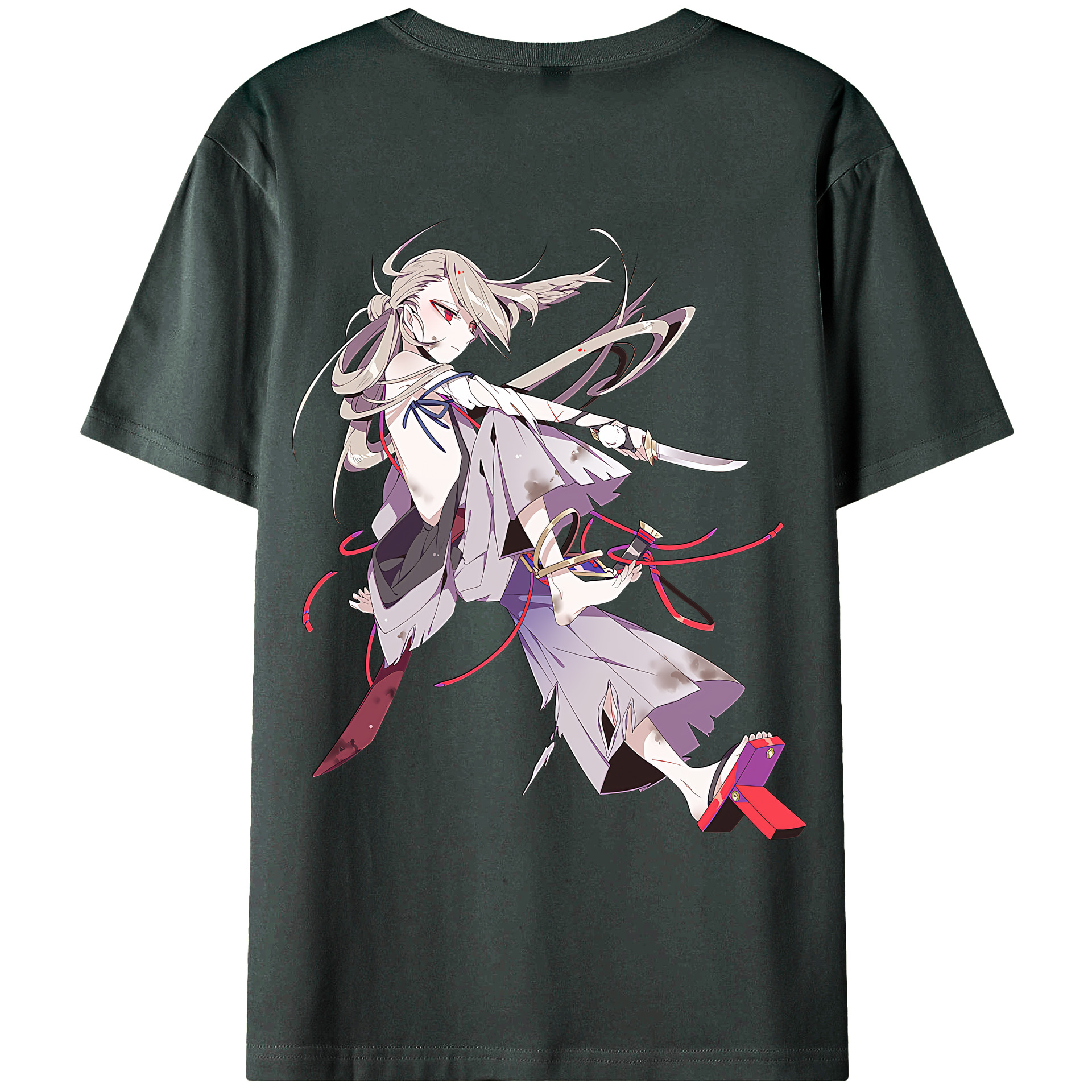 （画像用） 刀剣乱舞 Touken Ranbu 綿100％ メンズ半袖Tシャツ（バックプリント） 通気性